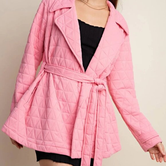 NWT Pink Quilted Belted Jacket with pockets - Picture 1 of 3